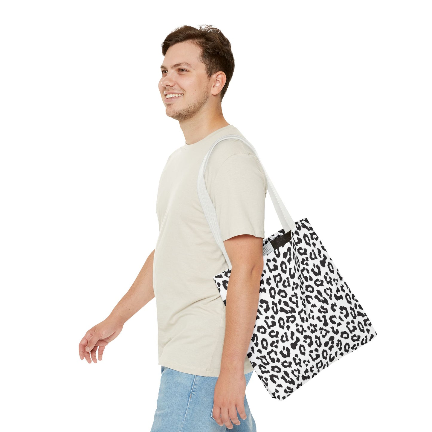 Leopard Print Tote Bag — Black & White All-Over-Print Shopper