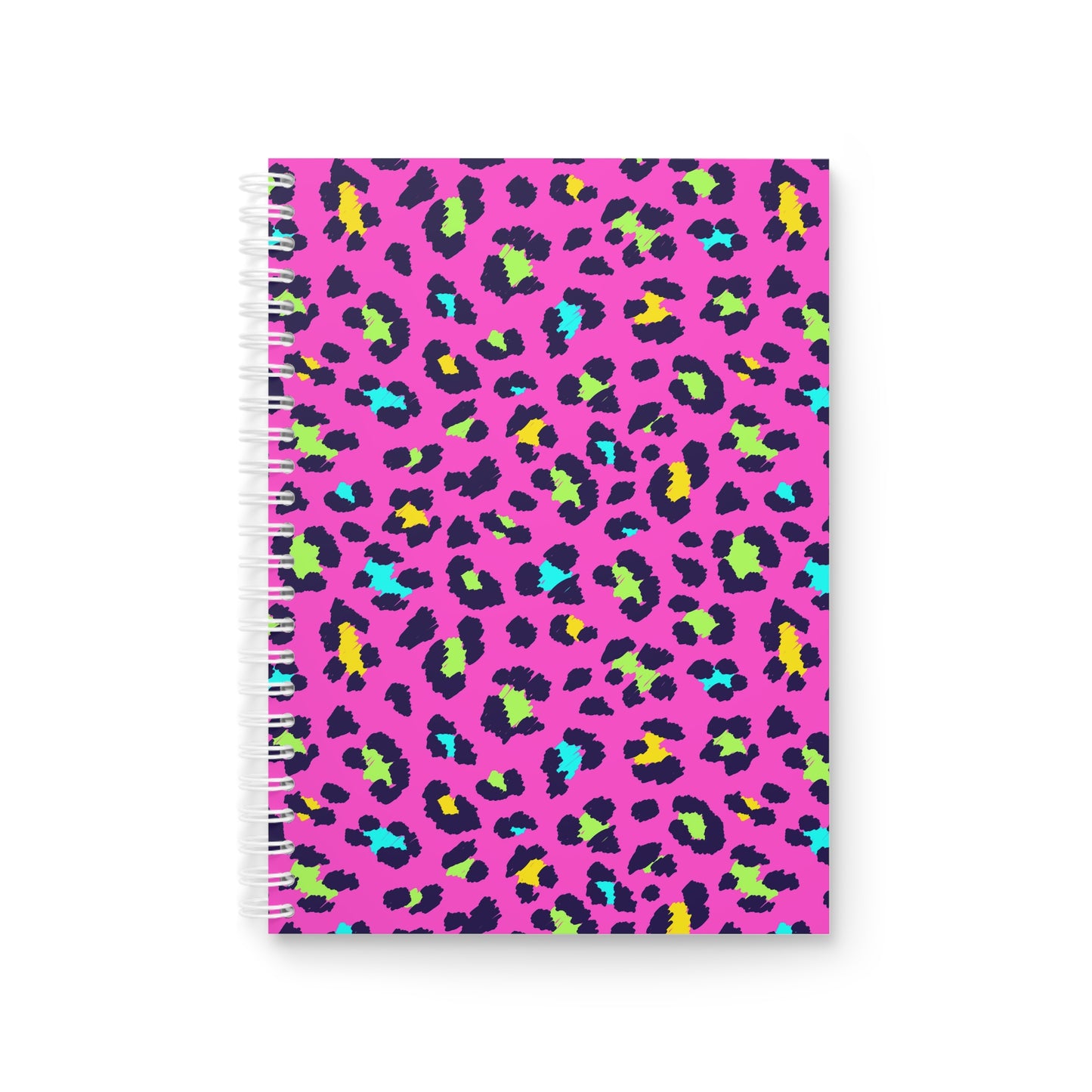 Neon Leopard Spiral Notebook — Pink Animal Print Journal