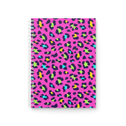 Neon Leopard Spiral Notebook — Pink Animal Print Journal
