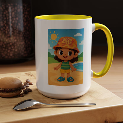 Good Vibes Beach Kid Mug — Accent Coffee Mug (11/15oz)