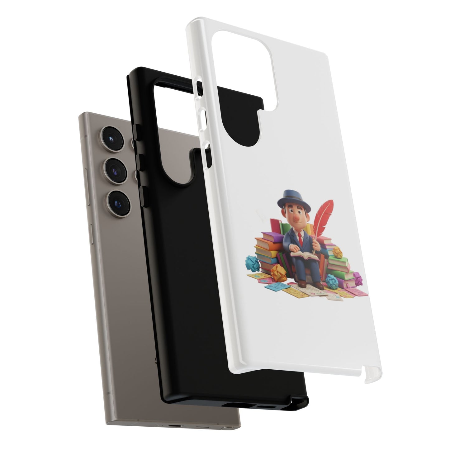 Samsung Bookworm Illustration Phone Case — Cute Scholar with Feather Pen