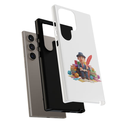 Samsung Bookworm Illustration Phone Case — Cute Scholar with Feather Pen