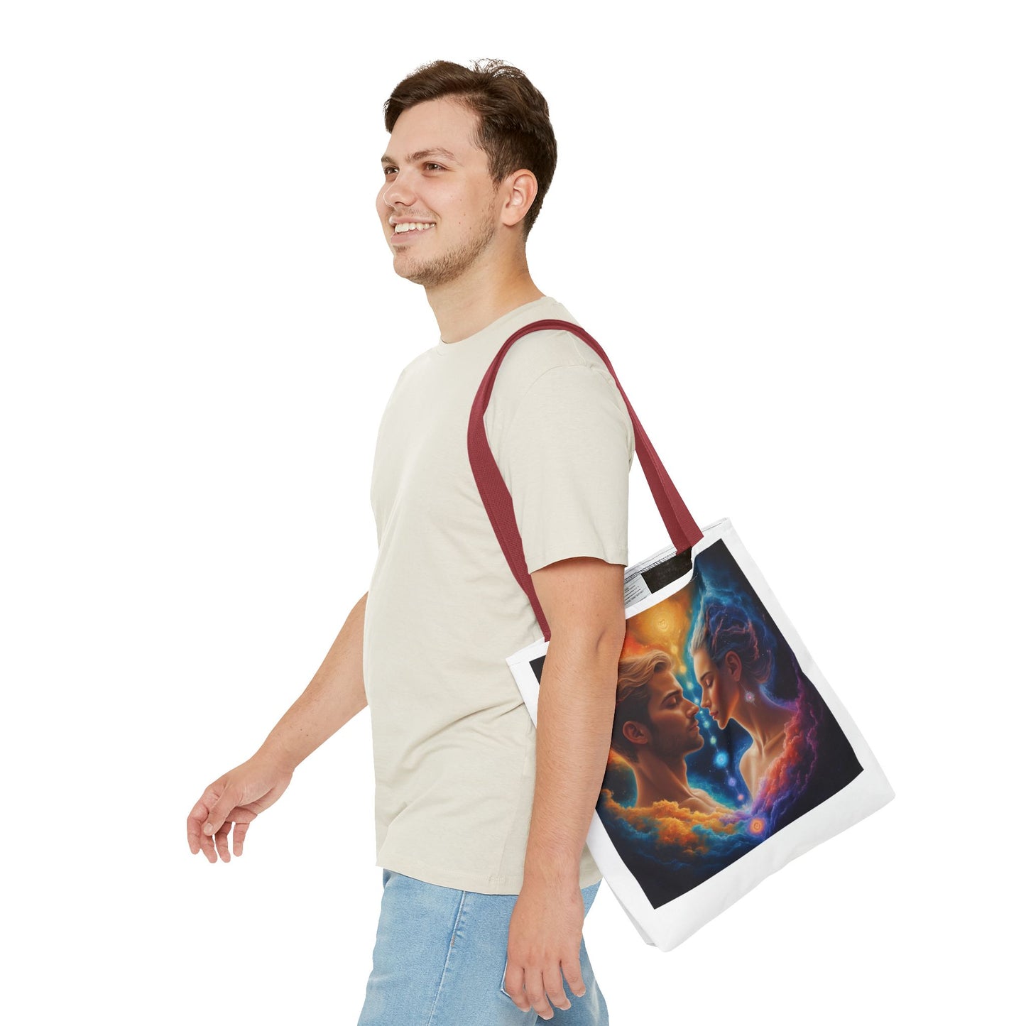 Mystic Soulmates Tote Bag — Celestial Couple Art AOP Tote