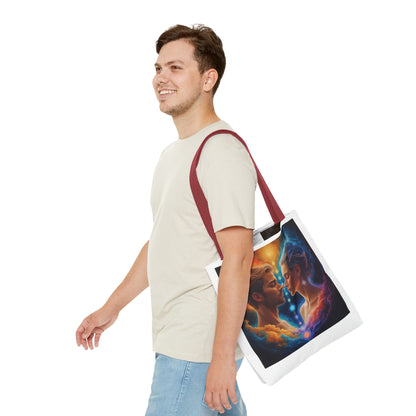 Mystic Soulmates Tote Bag — Celestial Couple Art AOP Tote