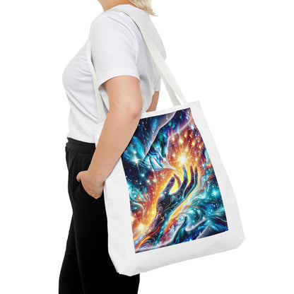 Cosmic Hands Tote Bag — Vibrant Galaxy Art Tote for Everyday, Beach & Gifts