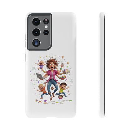 Samsung Mom Life Phone Case — Funny Juggling Mom Illustration Protective Case