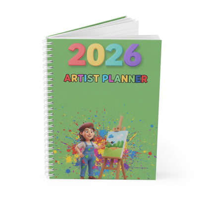 2026 Artist Planner Spiral Notebook — Colorful Artist’s Weekly & Monthly Planner for Painters