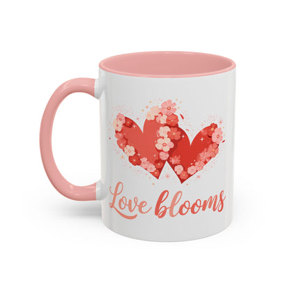 Love Blooms Accent Coffee Mug — Floral Heart 11/15oz
