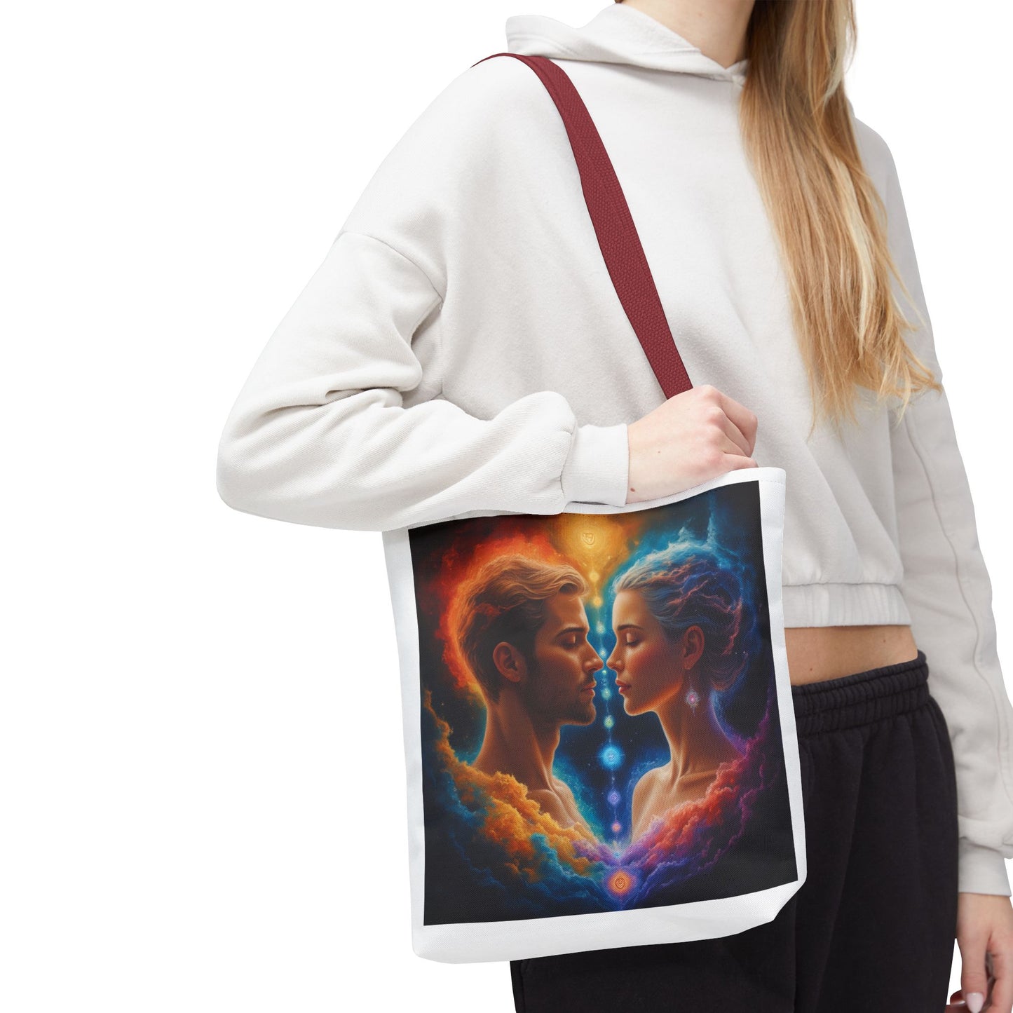 Mystic Soulmates Tote Bag — Celestial Couple Art AOP Tote