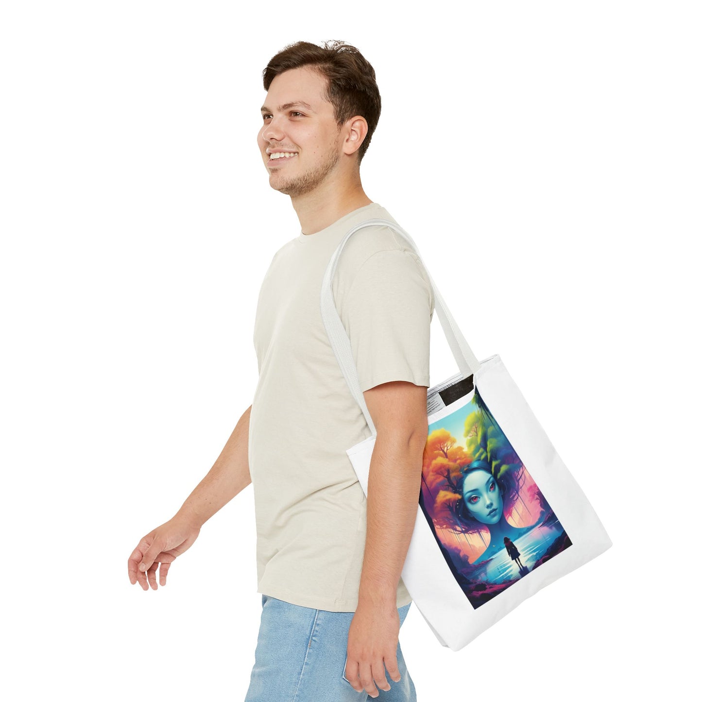 Dreamscape Portrait Tote Bag — Surreal Forest Girl Art