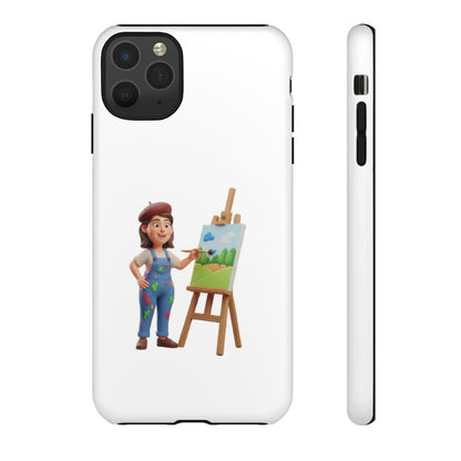 iPhone Artist Painter Phone Case — Cute Female Artist with Easel Protective iPhone Cover