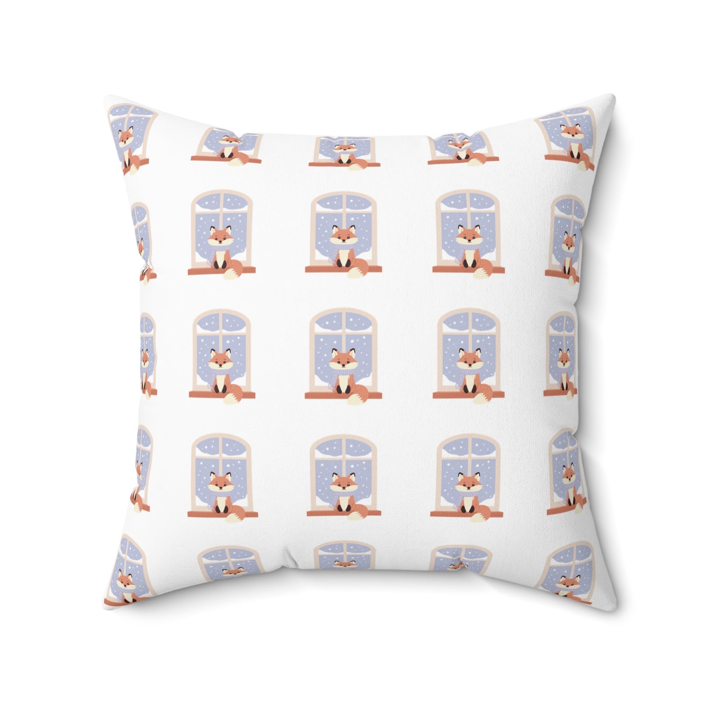 Cozy Window Cat Pattern Pillow — Winter Cat Decorative Throw
