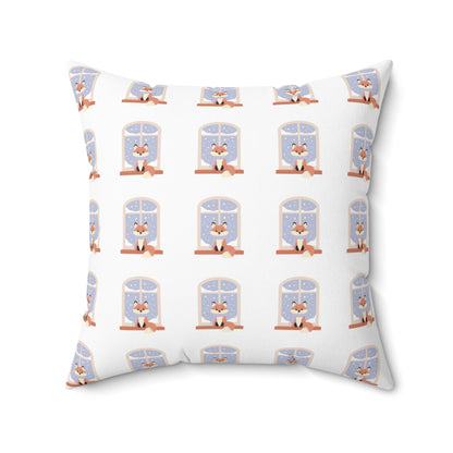 Cozy Window Cat Pattern Pillow — Winter Cat Decorative Throw