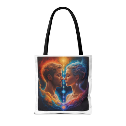 Mystic Soulmates Tote Bag — Celestial Couple Art AOP Tote