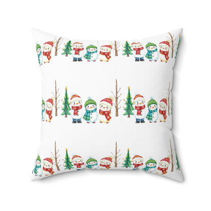 Christmas Snowman Pattern Pillow — Festive Holiday Decorative Throw