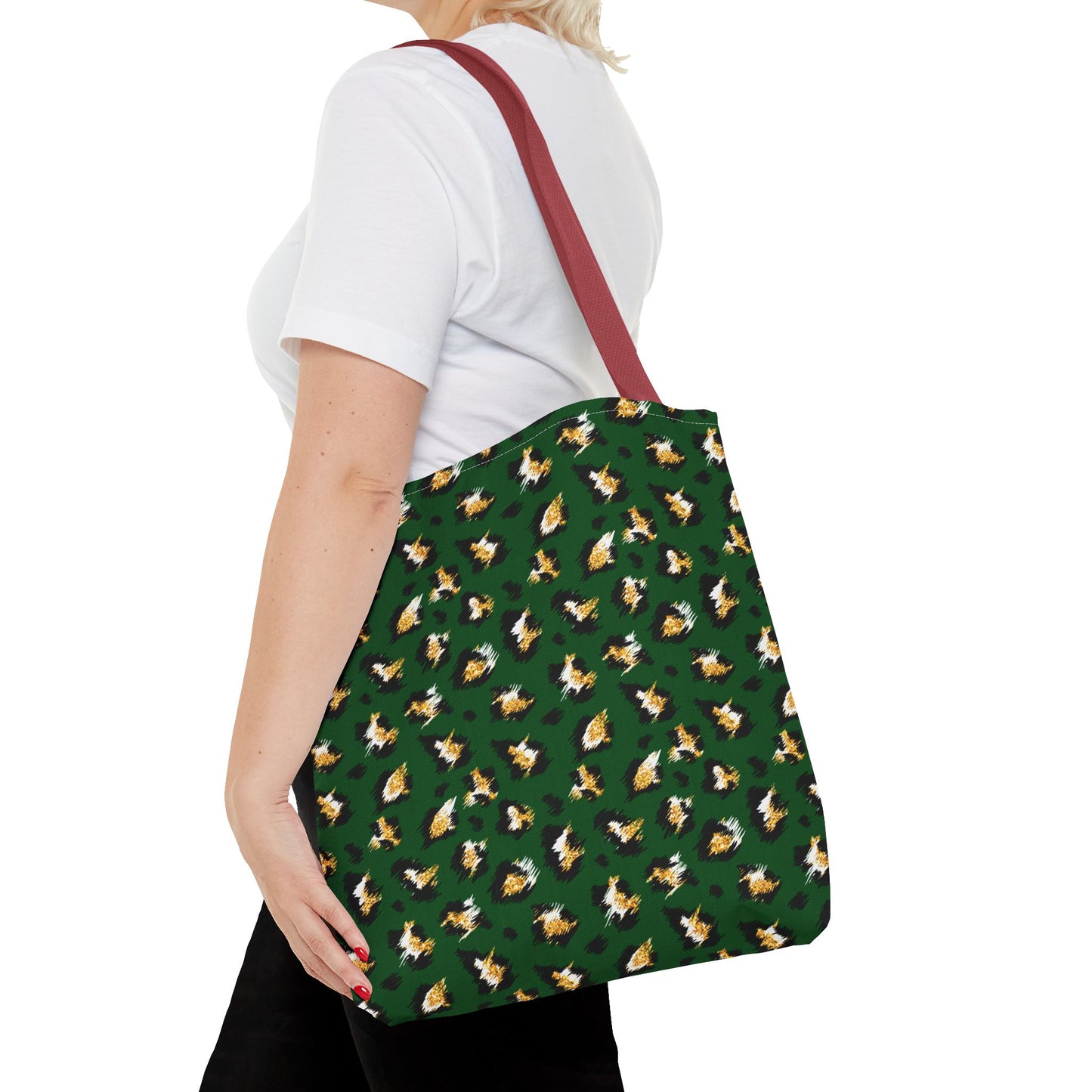 Green Leopard Print Tote Bag – Patterned All-Over-Print Shopper