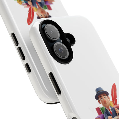 iPhone Phone Case — Cute Writer Sitting on Books with Feather Pen