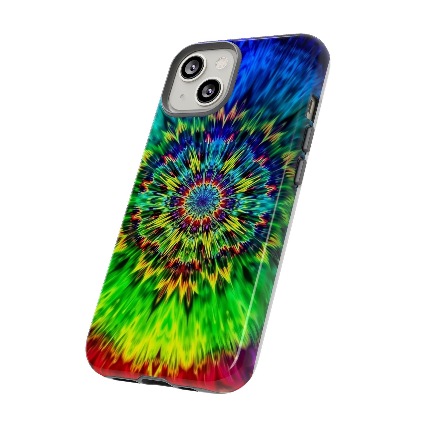 Funda resistente para teléfono con diseño de mandala psicodélico: protección vibrante con efecto tie-dye