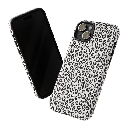 iPhone Leopard Print Tough Phone Case - Black & White Protective Cover
