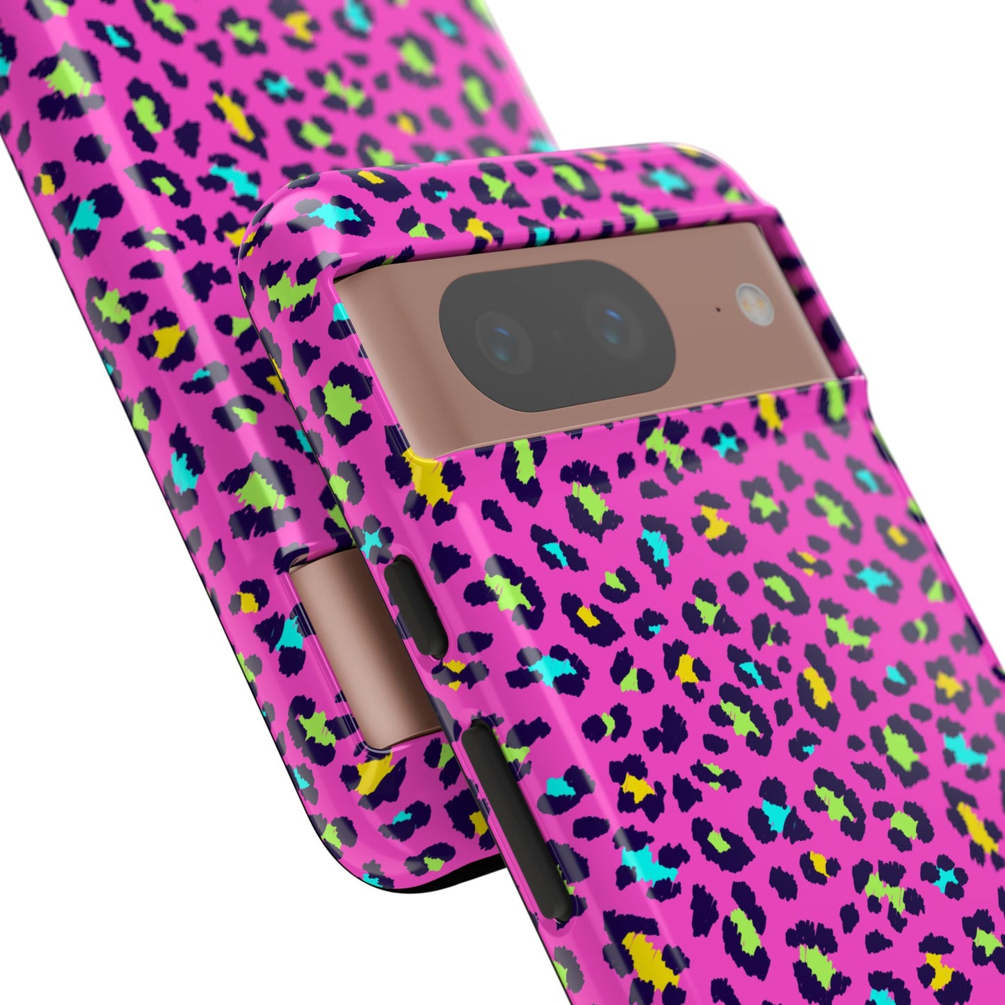 Funda resistente para teléfono Google Pink Neon Leopard: protector con estampado animal brillante