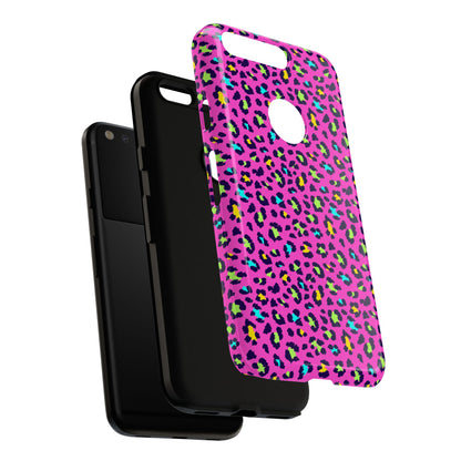 Funda resistente para teléfono Google Pink Neon Leopard: protector con estampado animal brillante