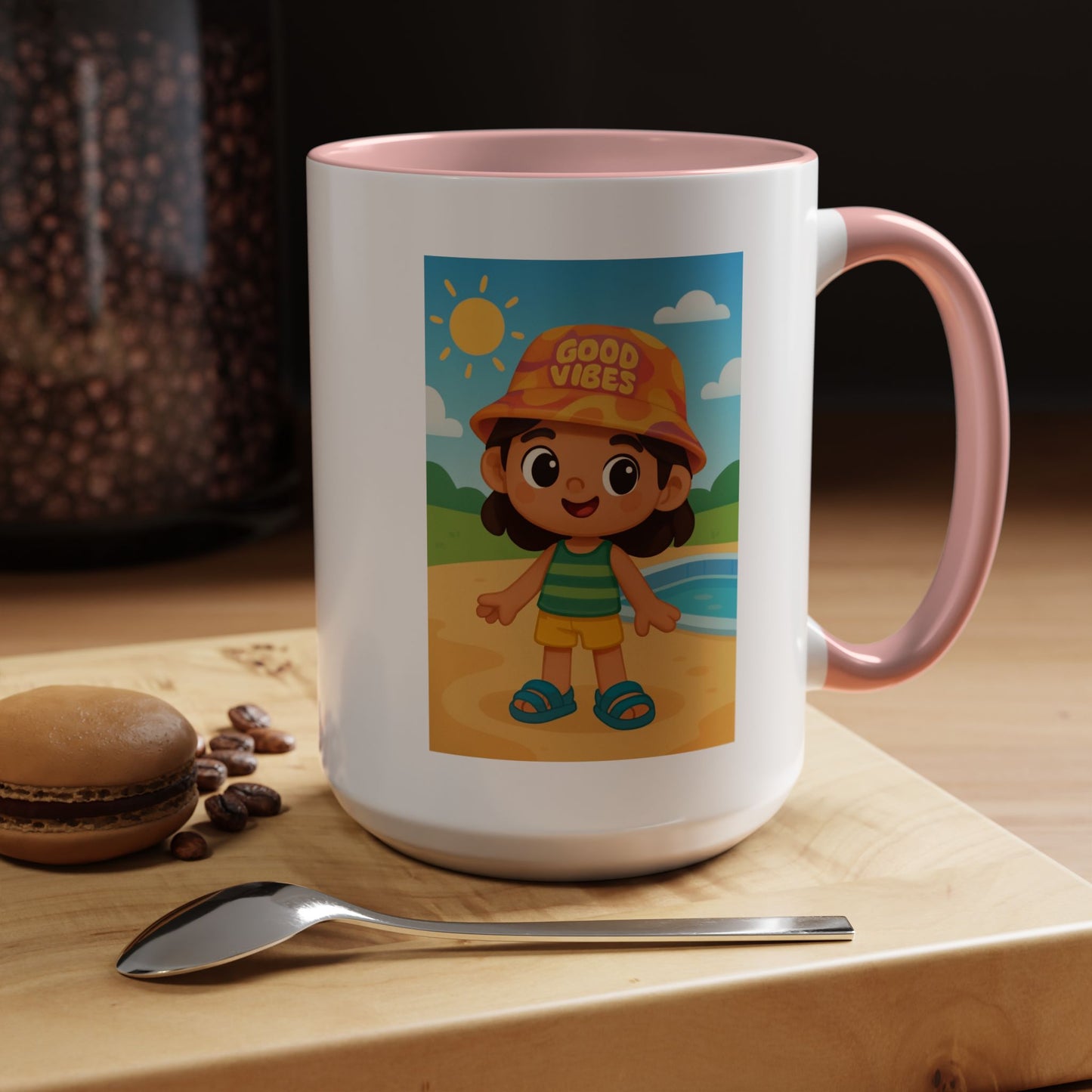 Good Vibes Beach Kid Mug — Accent Coffee Mug (11/15oz)