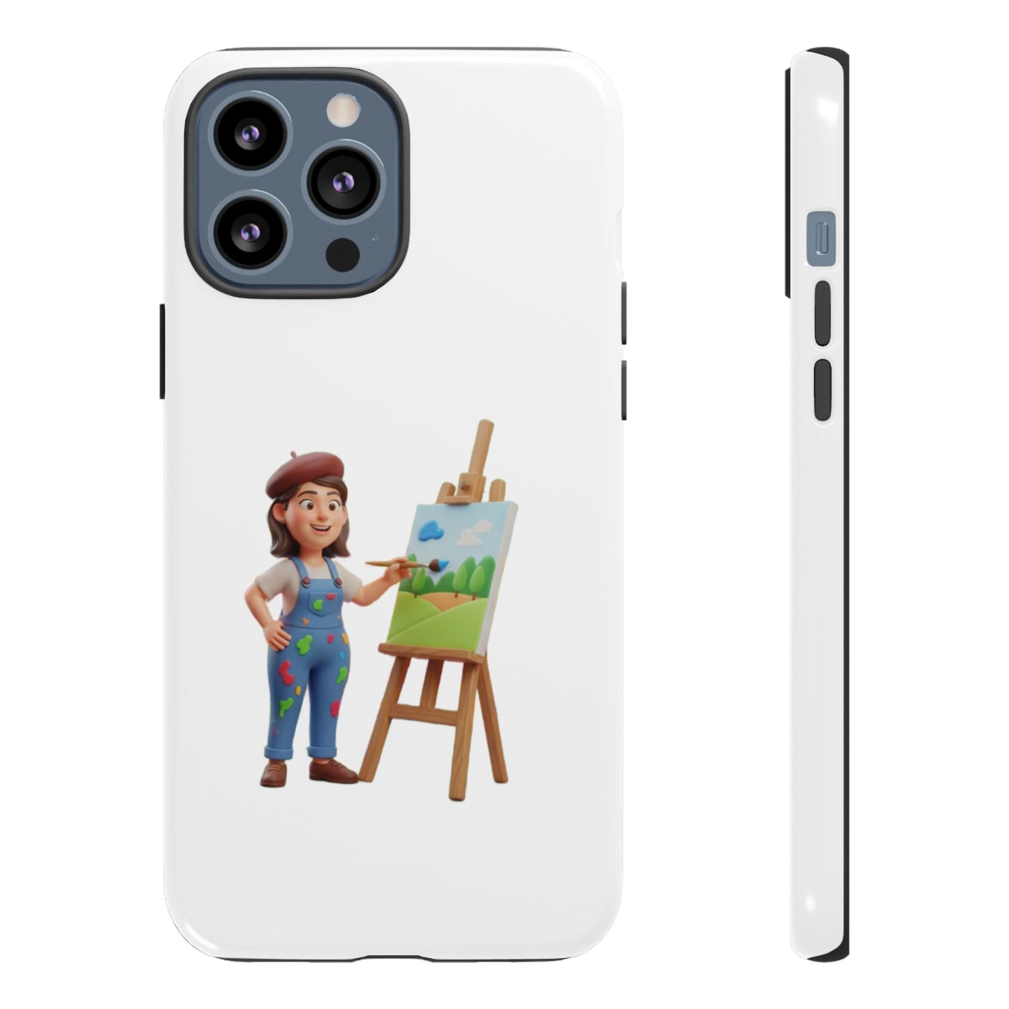 iPhone Artist Painter Phone Case — Cute Female Artist with Easel Protective iPhone Cover