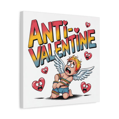 Anti-Valentine Canvas Wall Art — Funny Anti Cupid Stretched Matte Print