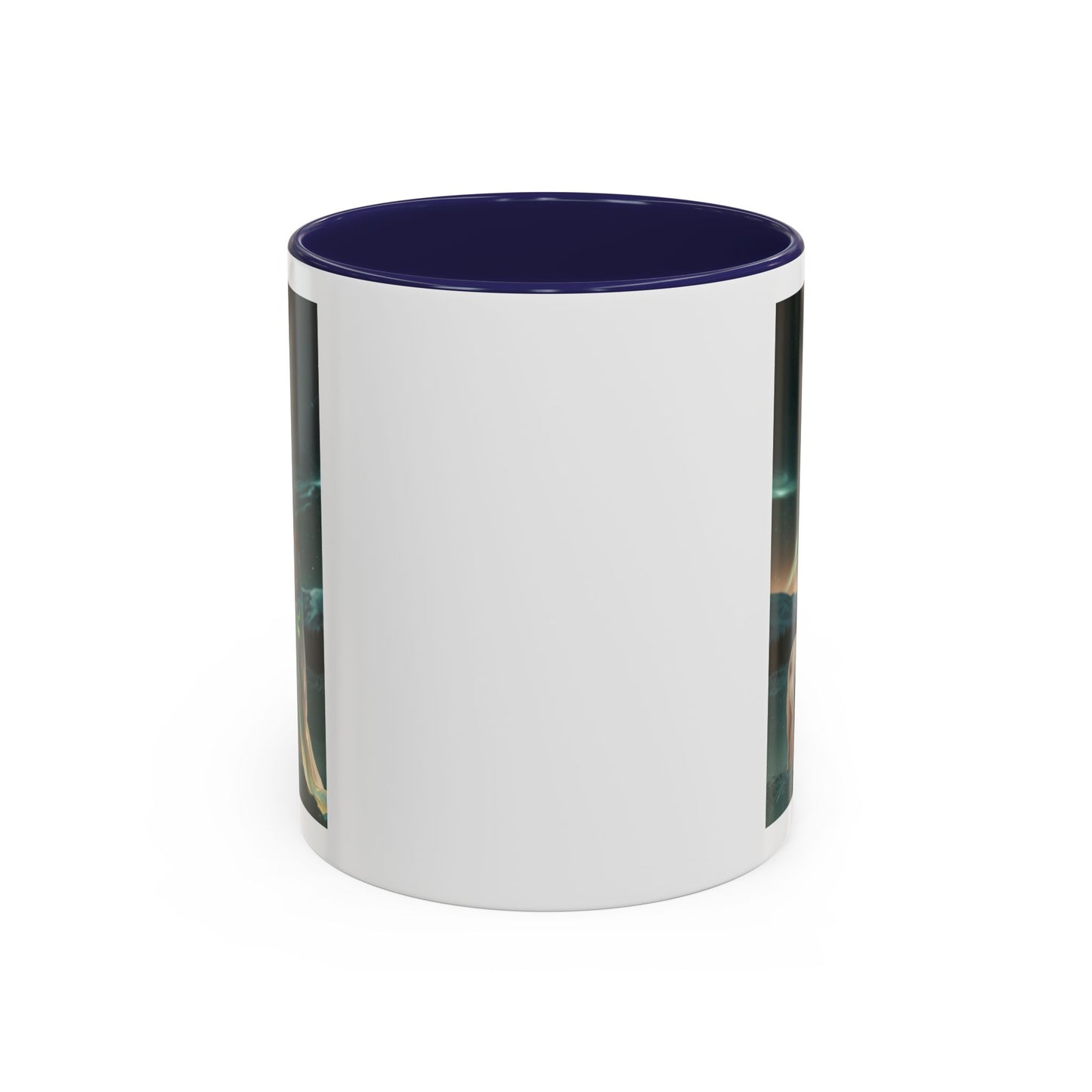 Taza de café Aurora Guardiana — Arte fantástico de mujer con lobo