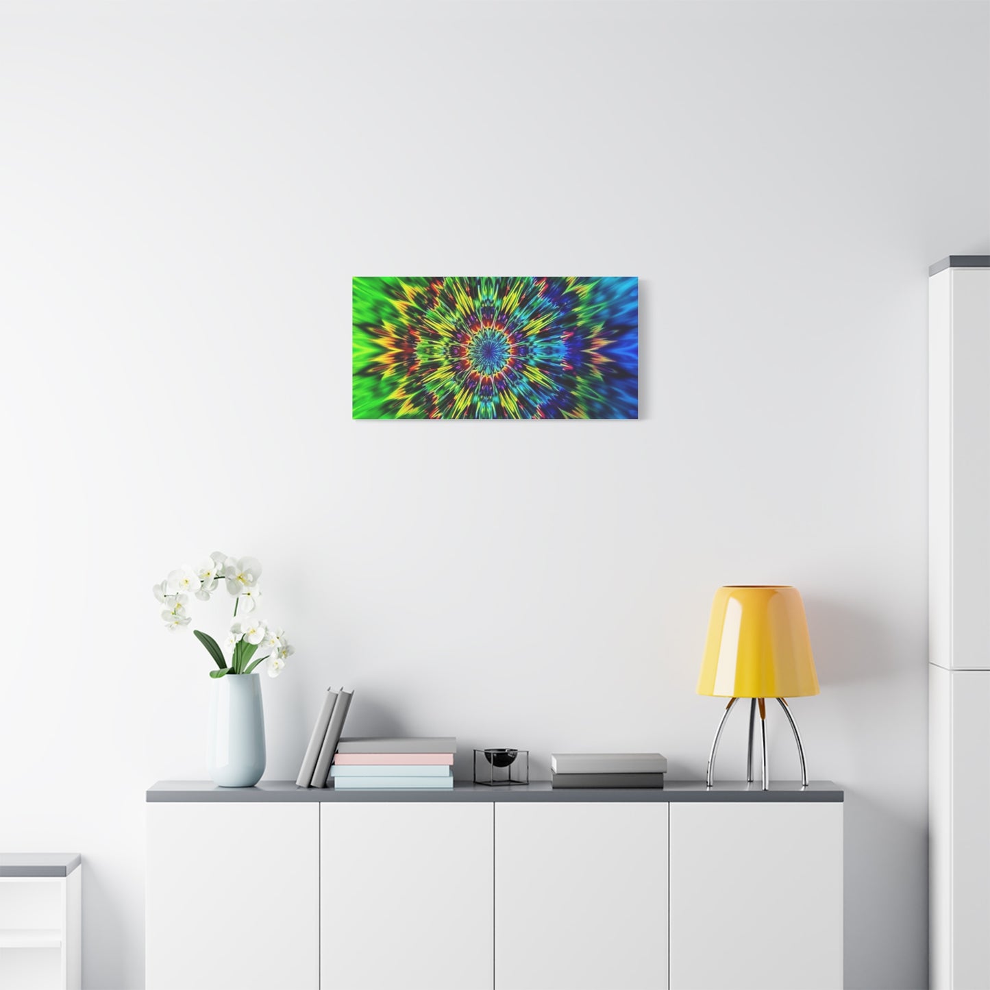Psychedelic Kaleidoscope Matte Canvas Wall Art — Vibrant Mandala Stretched Canvas