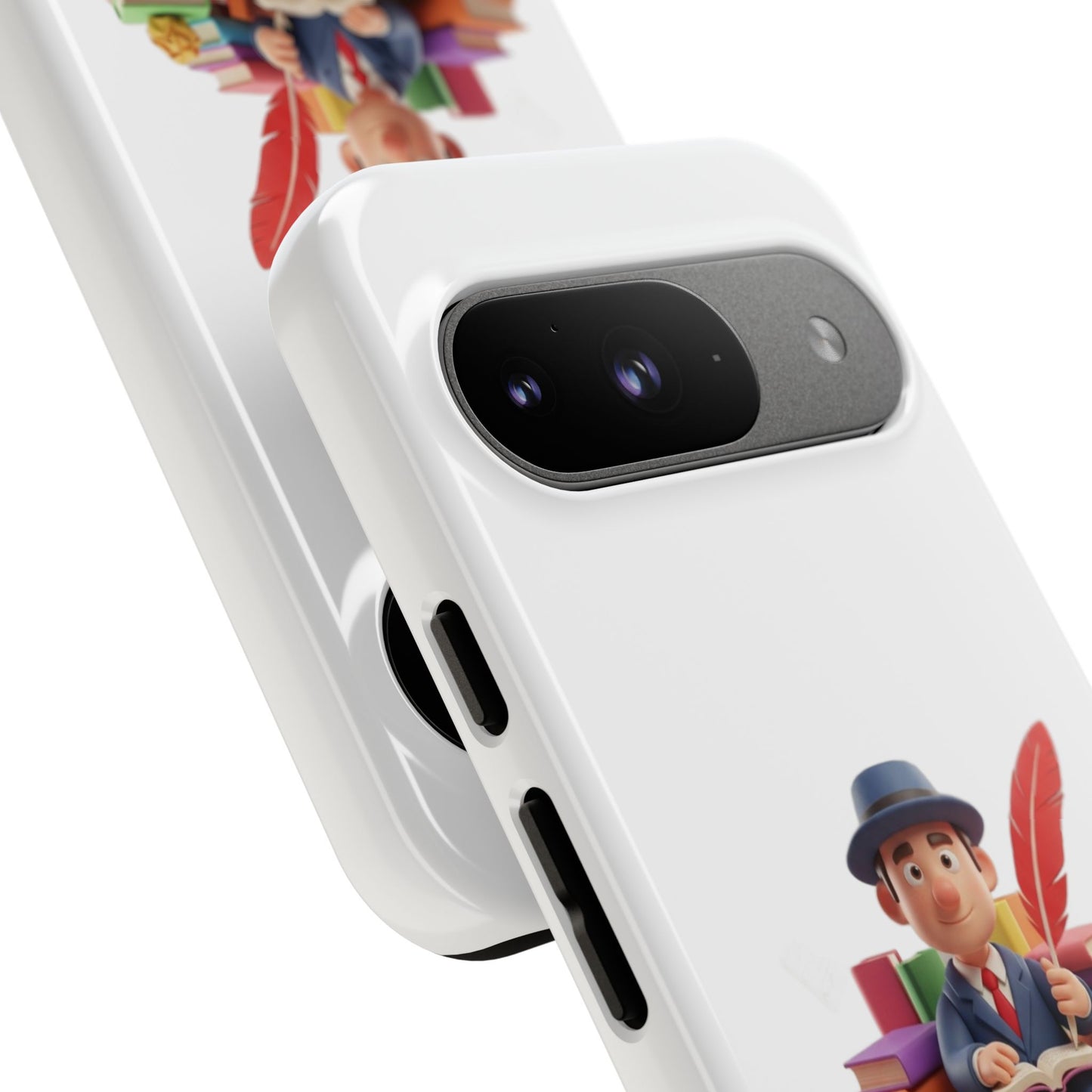 Google Author's Journey Phone Case — Cute Writer Illustration, Books & Quill Protective Cover