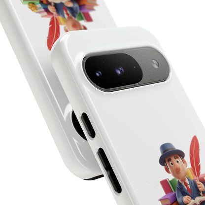 Google Author's Journey Phone Case — Cute Writer Illustration, Books & Quill Protective Cover