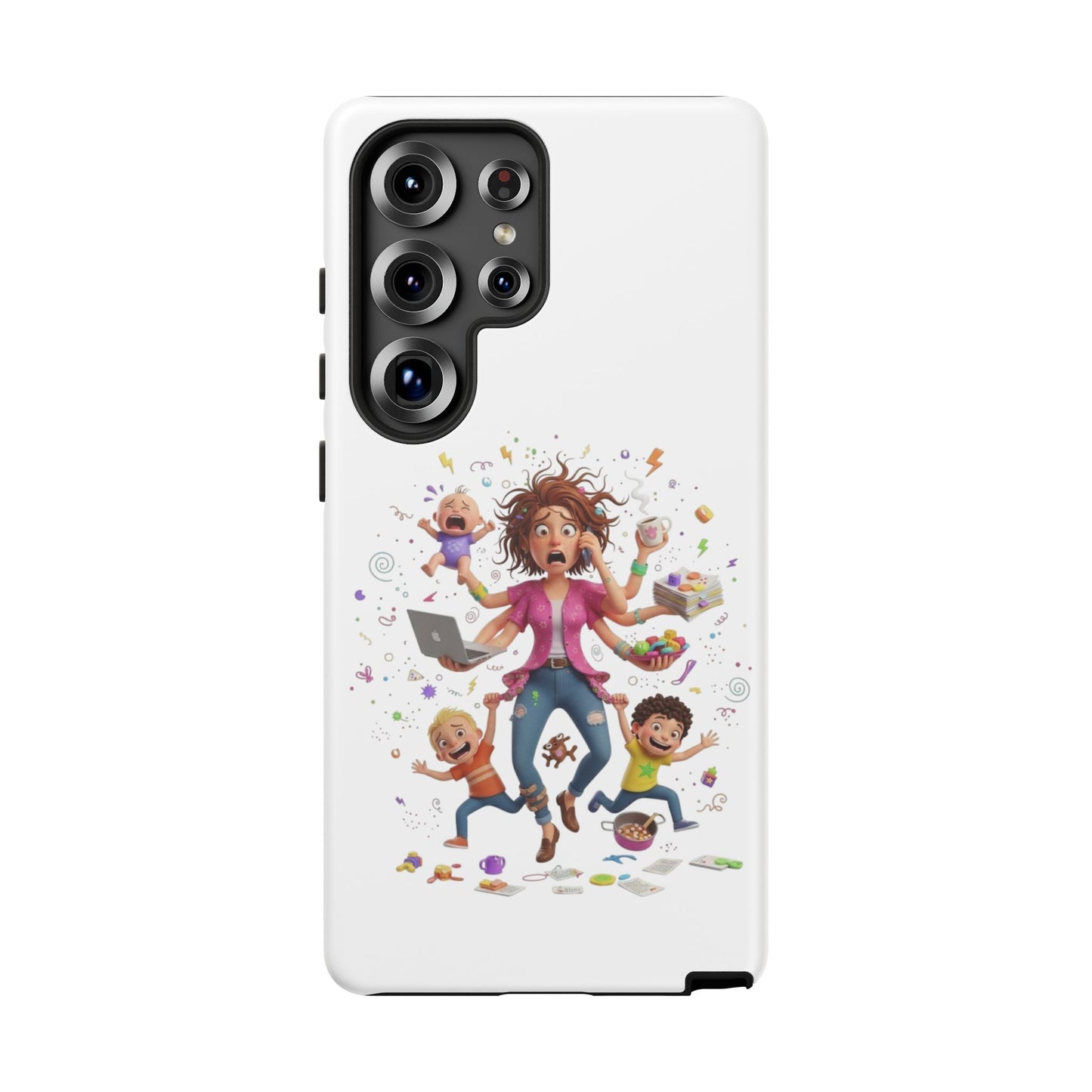 Samsung Mom Life Phone Case — Funny Juggling Mom Illustration Protective Case
