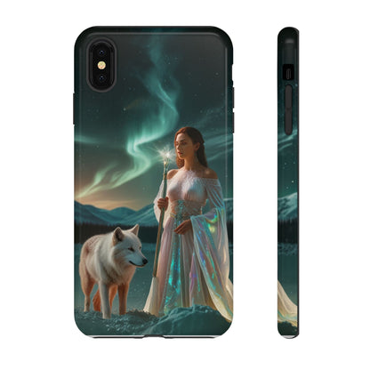 iPhone Mystic Guardian Phone Case — Aurora Wolf Woman Protective Cover