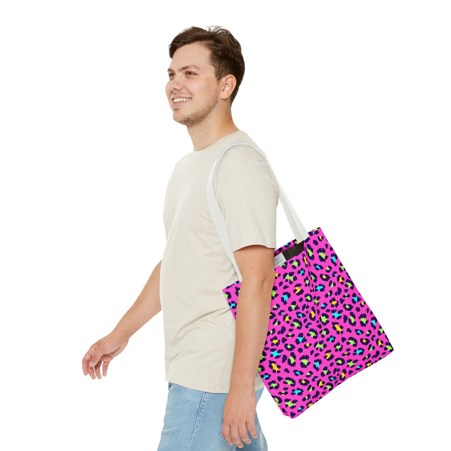 Pink Neon Leopard Print Tote Bag — Bold Animal Print Shopper