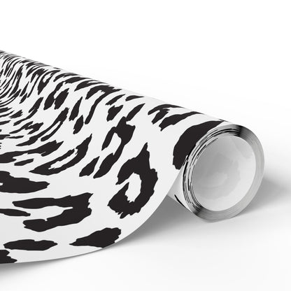 Leopard Print Wrapping Paper Roll — Black & White Animal Pattern Gift Wrap