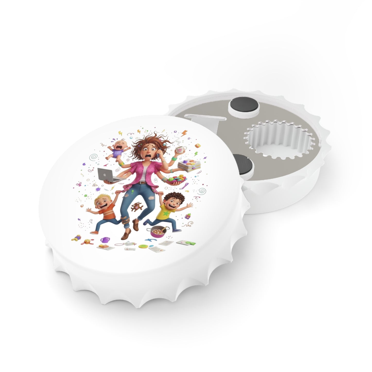 Chaos Mom Bottle Opener – Funny Mom Life Kitchen Magnet