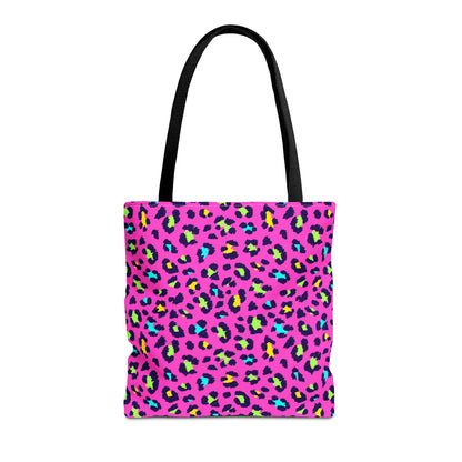 Pink Neon Leopard Print Tote Bag — Bold Animal Print Shopper