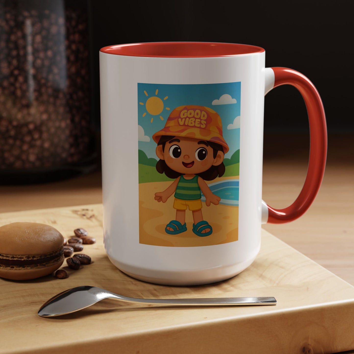 Good Vibes Beach Kid Mug — Accent Coffee Mug (11/15oz)