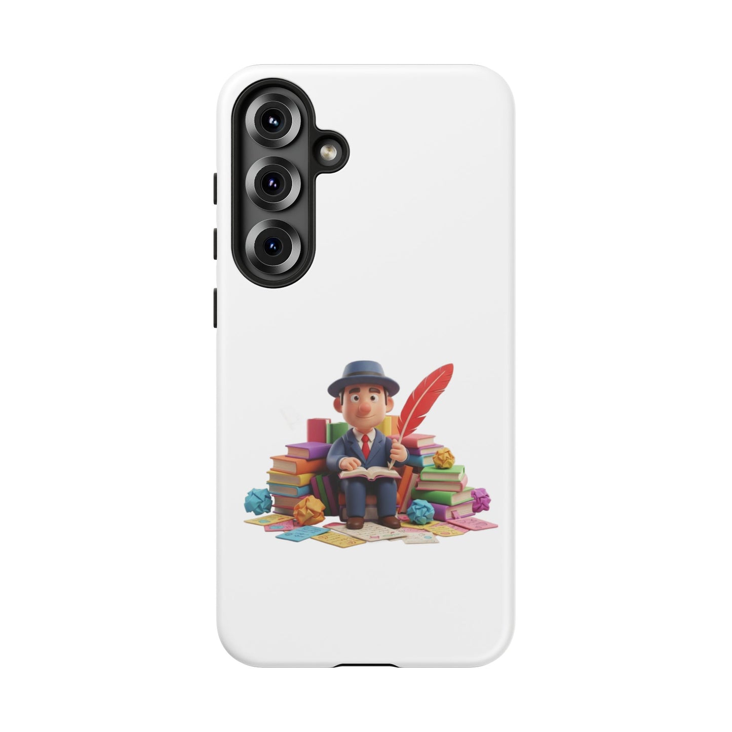 Samsung Bookworm Illustration Phone Case — Cute Scholar with Feather Pen