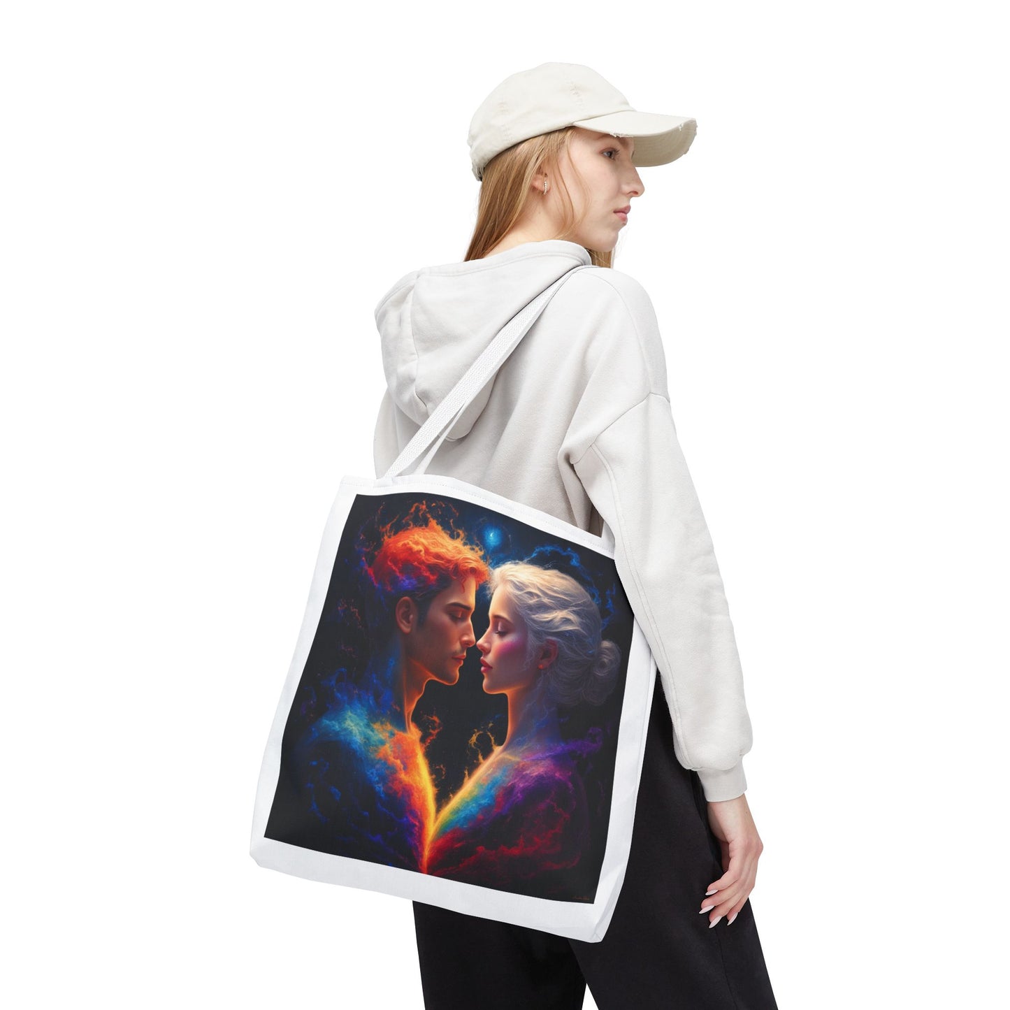 Cosmic Lovers Tote Bag — Fire & Ice Romantic Art AOP