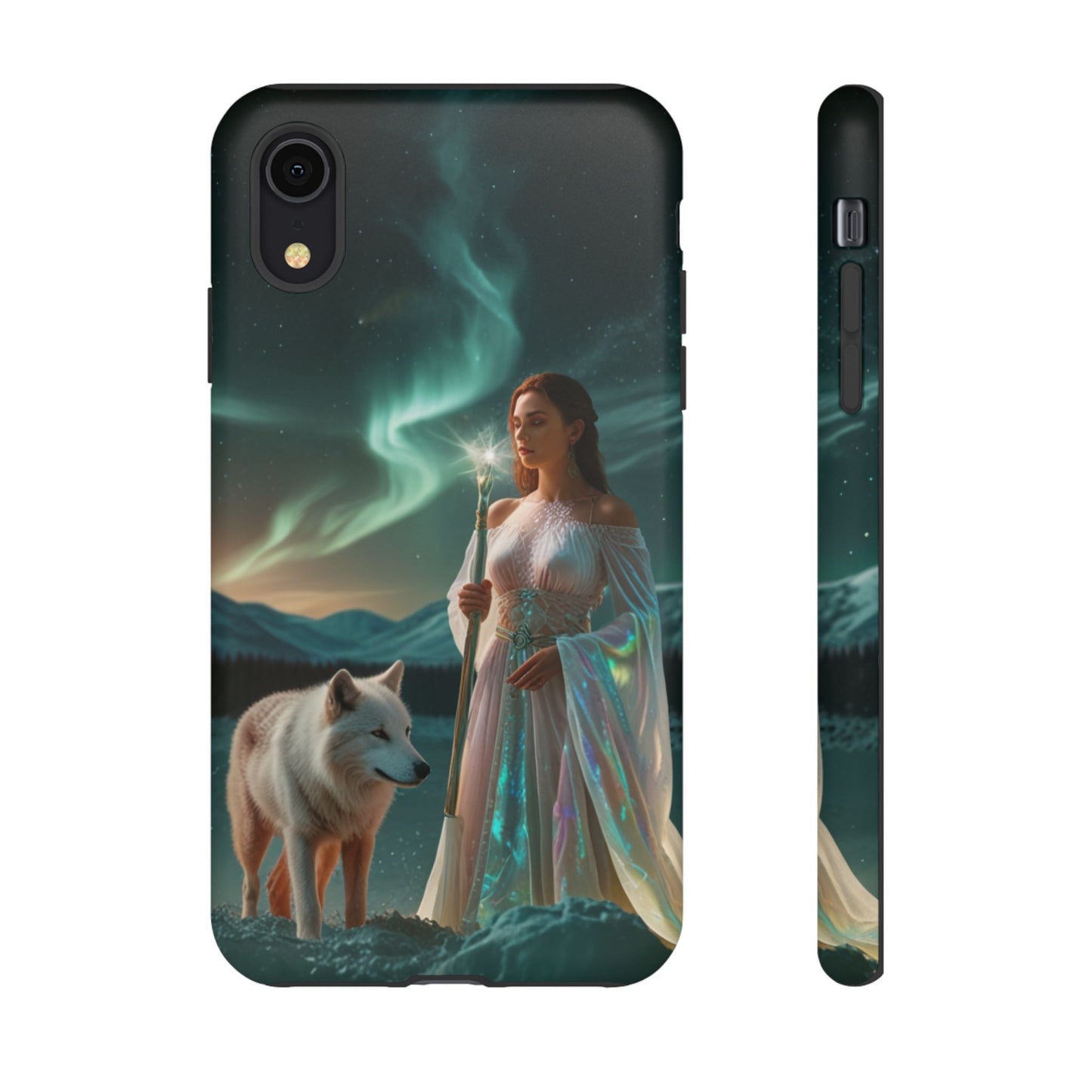 iPhone Mystic Guardian Phone Case — Aurora Wolf Woman Protective Cover