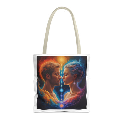 Mystic Soulmates Tote Bag — Celestial Couple Art AOP Tote