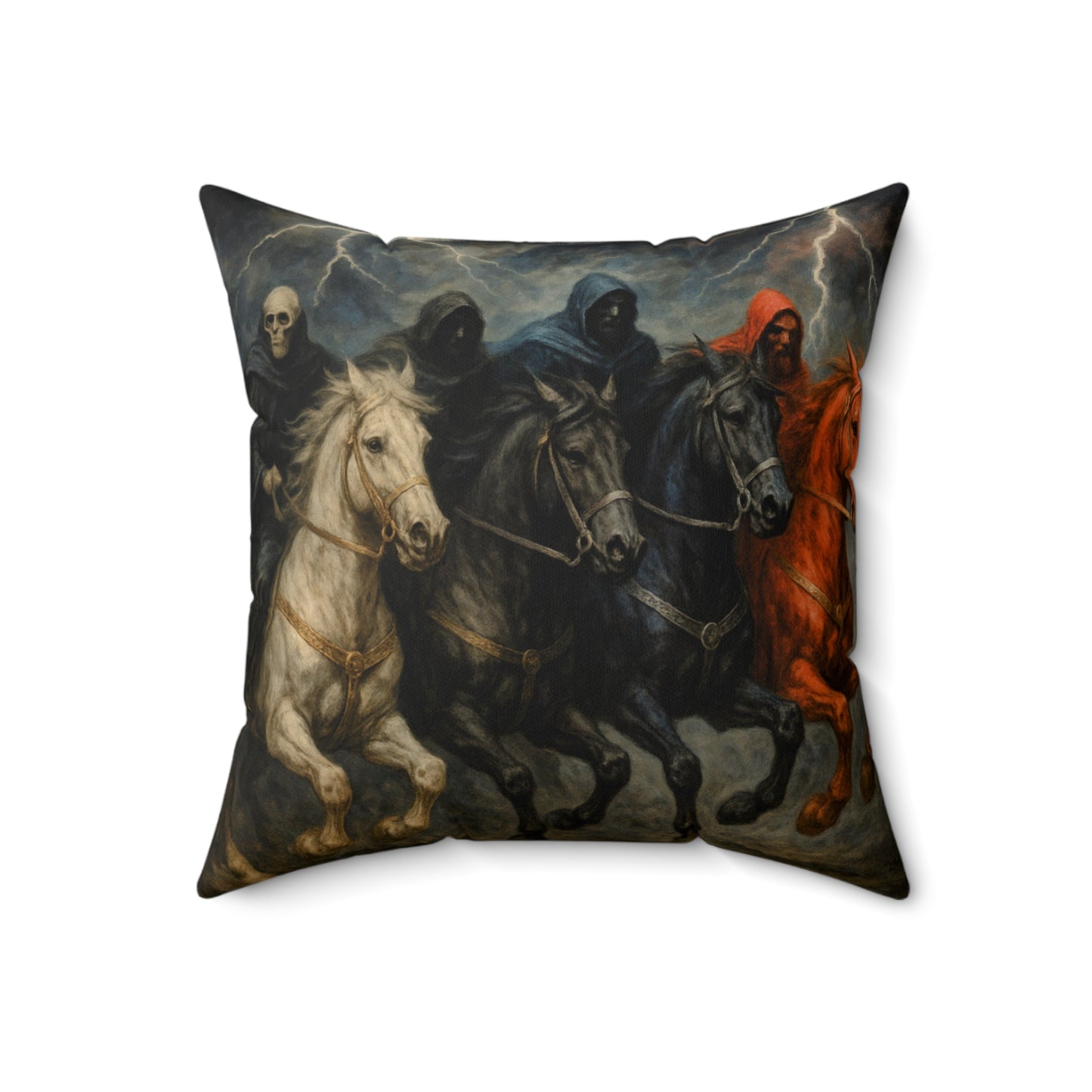 Four Horsemen Throw Pillow — Gothic Apocalypse Art Decorative Cushion