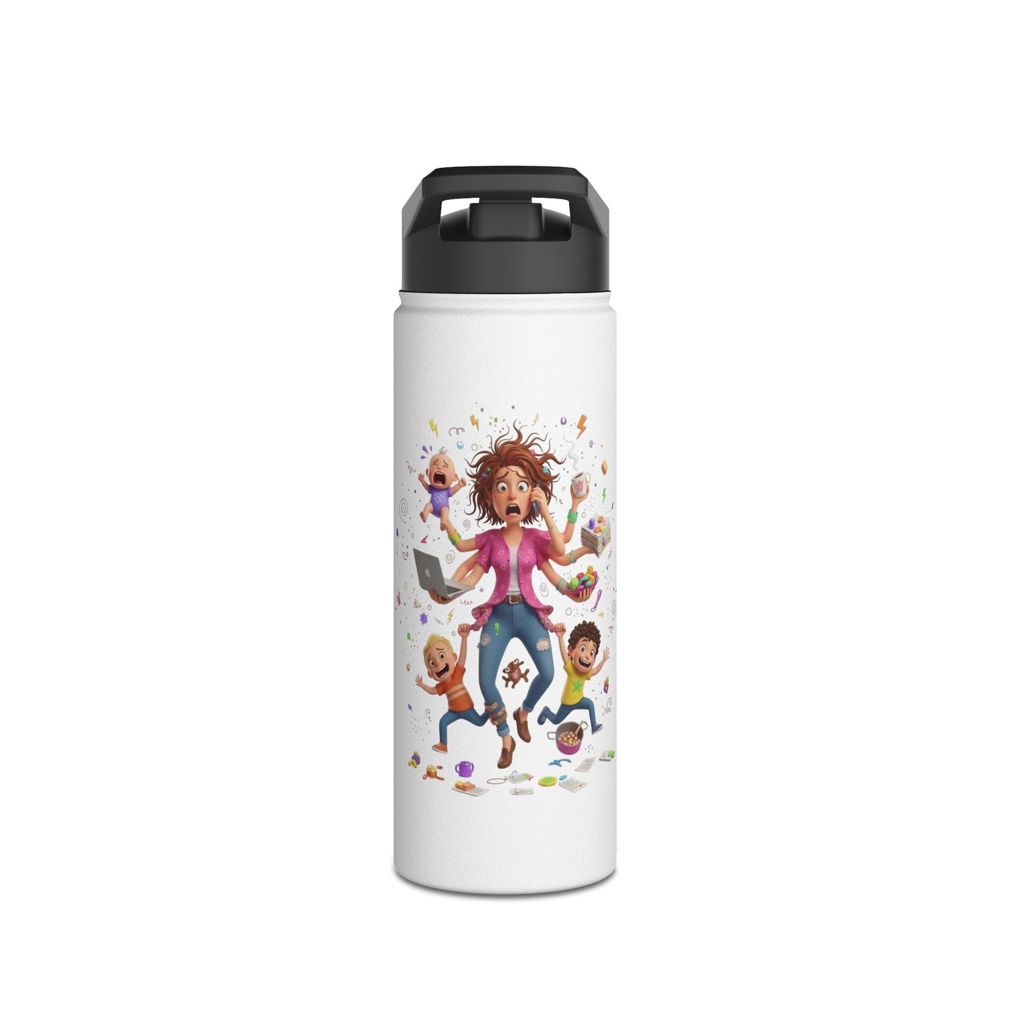 Mom Life Stainless Steel Thermic Bottle — Funny Multitasking Mom Design