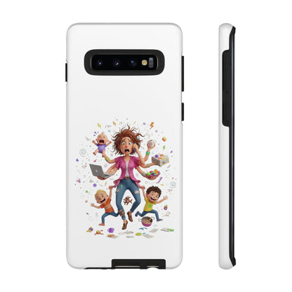 Samsung Mom Life Phone Case — Funny Juggling Mom Illustration Protective Case