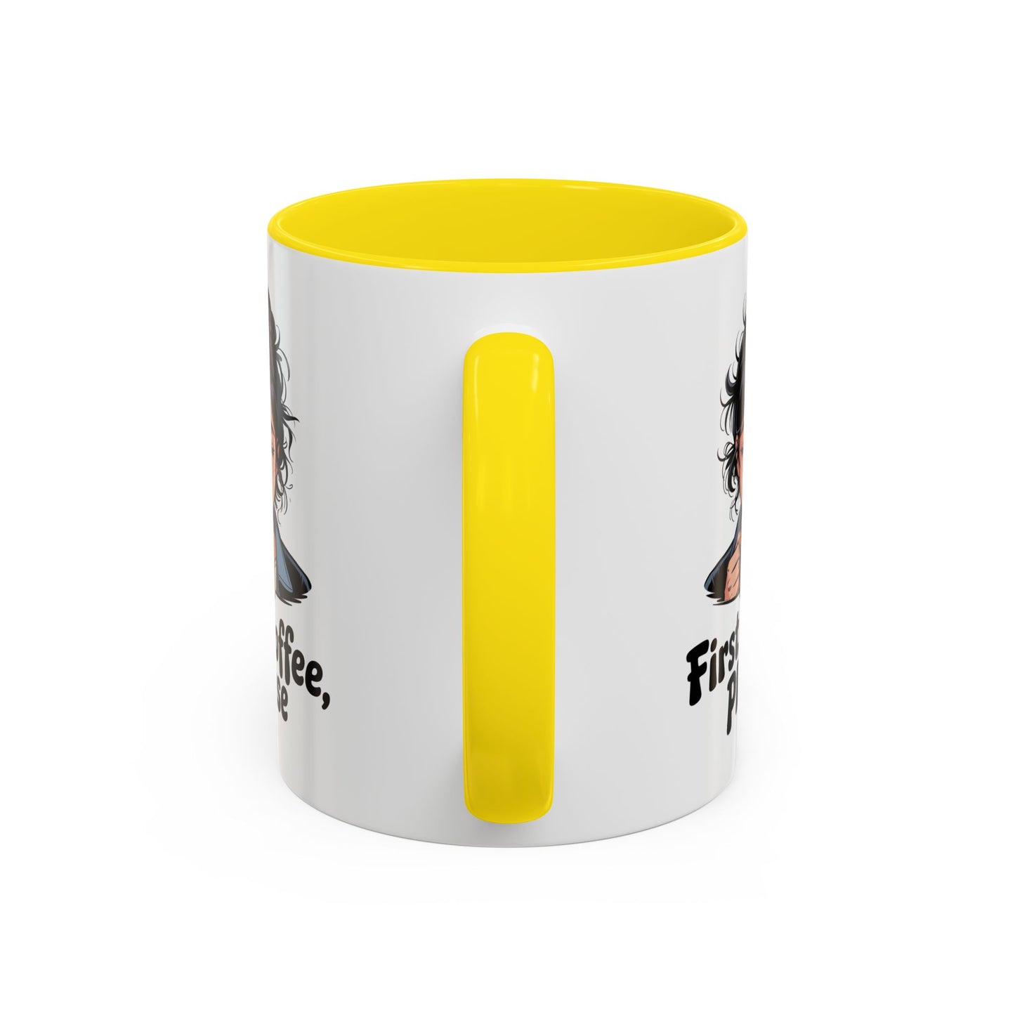 First Coffee, Please Accent Coffee Mug — Funny Morning Coffee Mug for Tired Adults