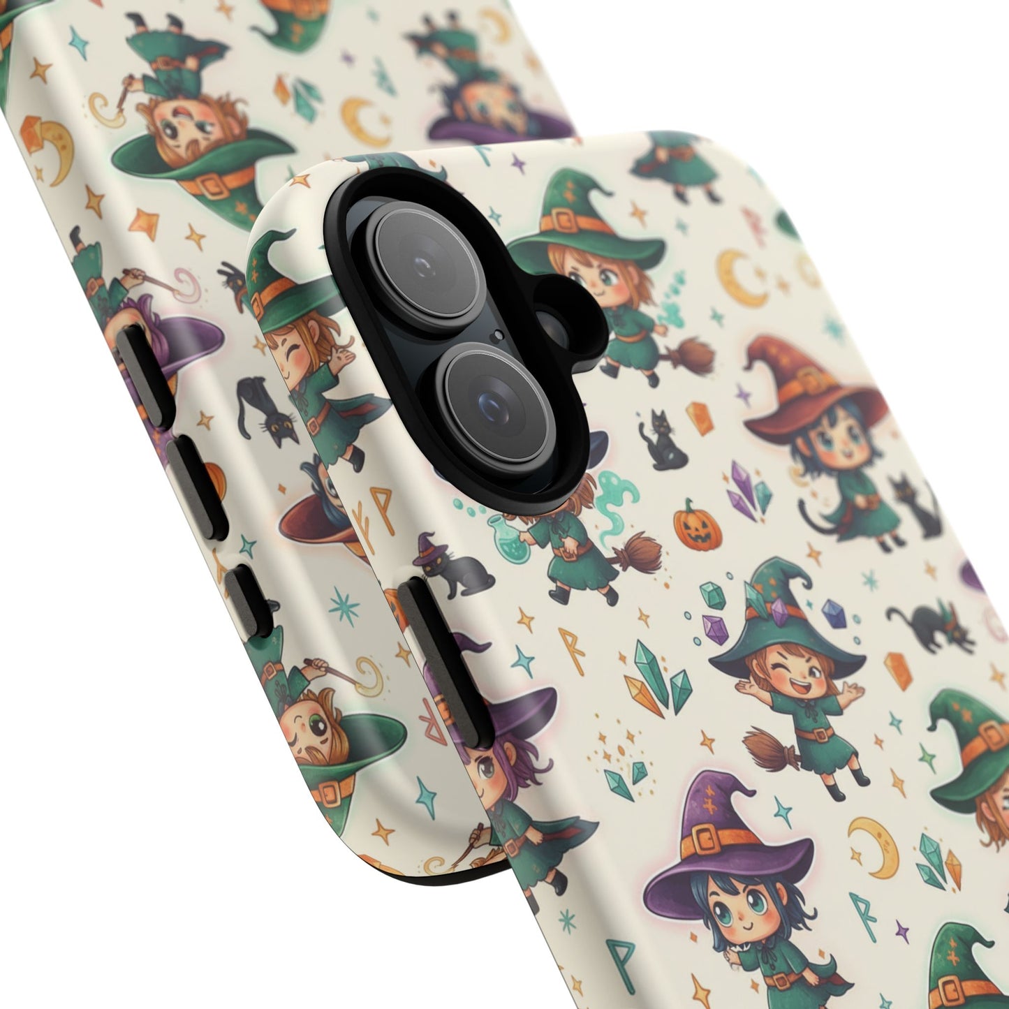 Niedliche iPhone-Handyhülle mit Hexenmuster – Halloween-Kawaii-iPhone-Hülle