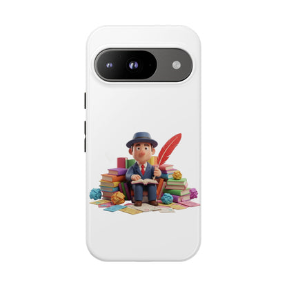 Google Author's Journey Phone Case — Cute Writer Illustration, Books & Quill Protective Cover