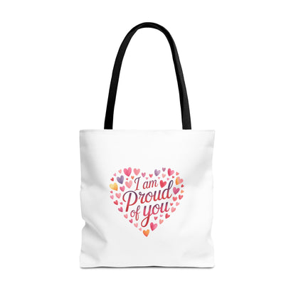Tote Bag — "I Am Proud of You" Heart Print Tote | Encouragement Gift for Loved Ones